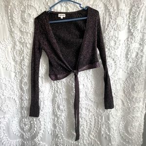 Superdown Sparkly Tie Top